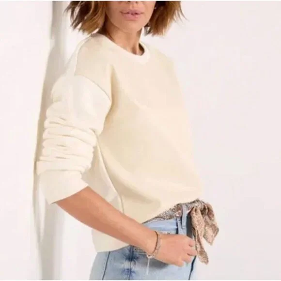 NWT Evereve Kimberly Faux Leather Sweatshirt Size L - Picture 6 of 14